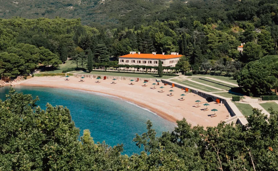 Aerial view of King's Beach cove