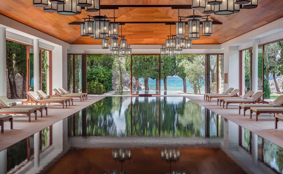 Aman Spa pool under timber roof