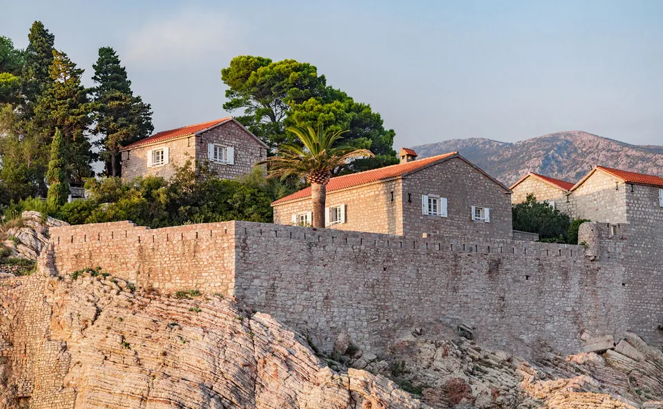 Sveti Stefan Suite at dusk